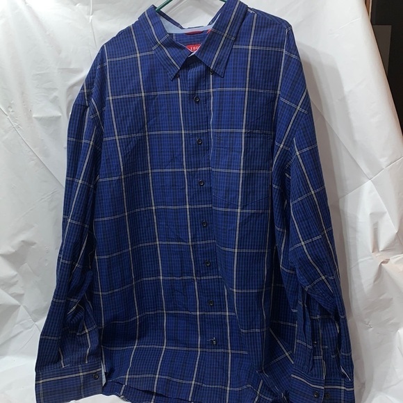 IZOD Blue Plaid Button Up Long Sleeve Pocket Shirt Size 4XL - Picture 1 of 5